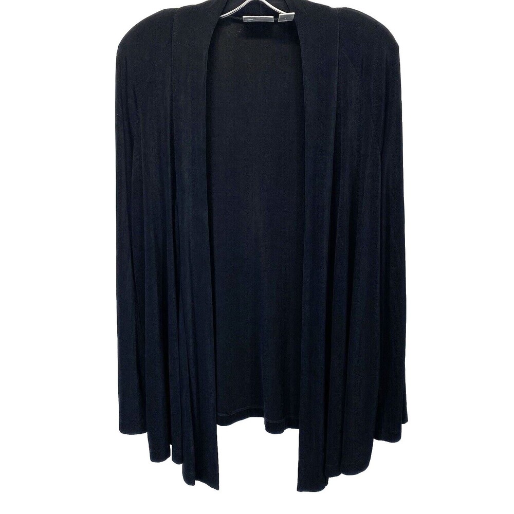Chico's Travelers Women's 2 Duster Black Open Front Cardigan Long Sleeve Padded